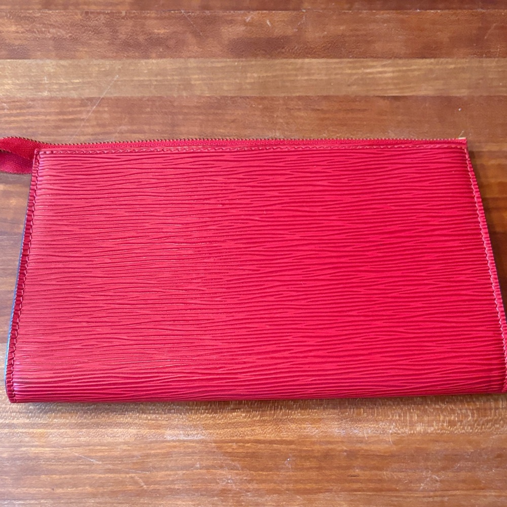 Louis Vuitton Red Epi Leather Pochette Accessories 24 Wristlet Clutch with Strap - Picture 6 of 13